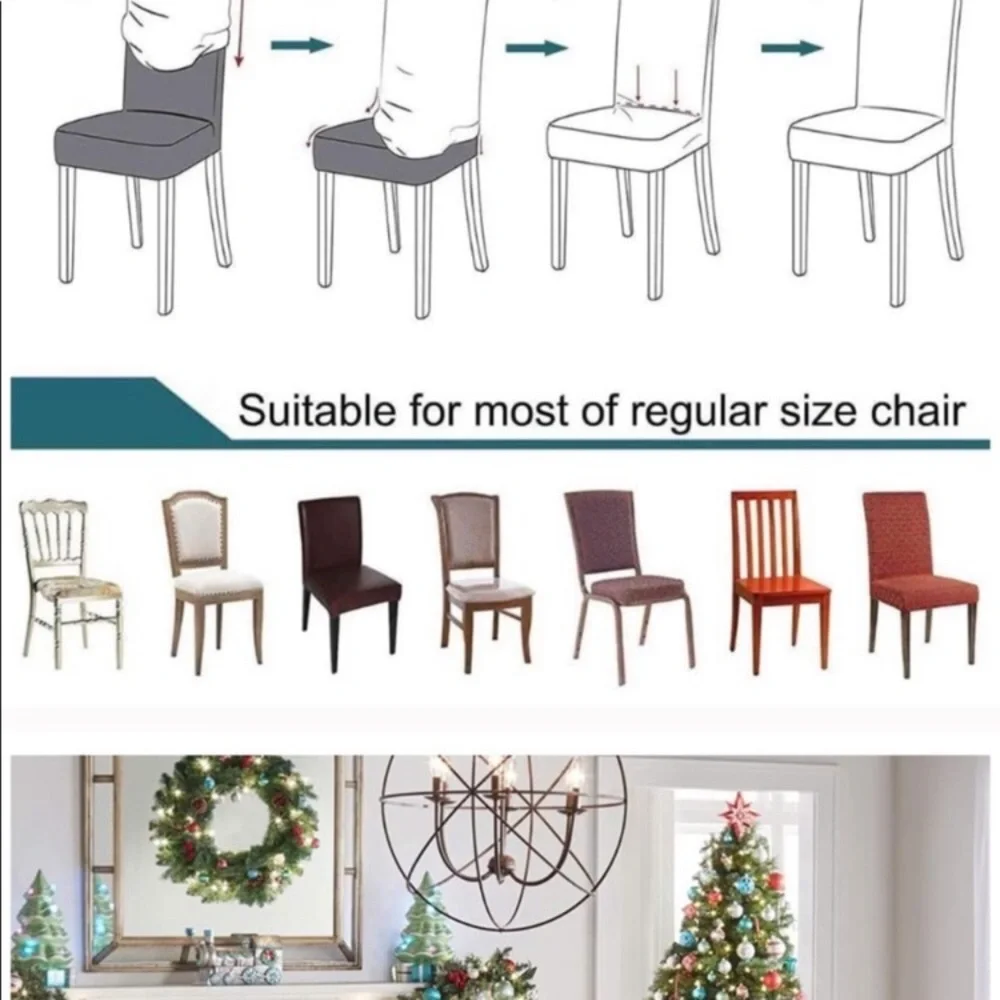 4 Pack Printed Dining Chair Covers Christmas